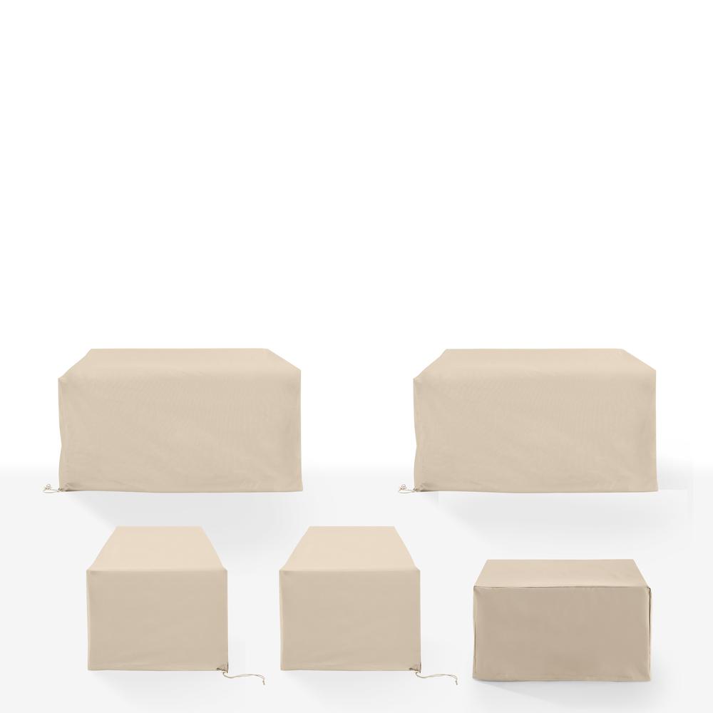 5Pc Outdoor Furniture Cover Set, 2 Loveseats, 2 Chairs, & 1 Square Table/Ottoman. Picture 2