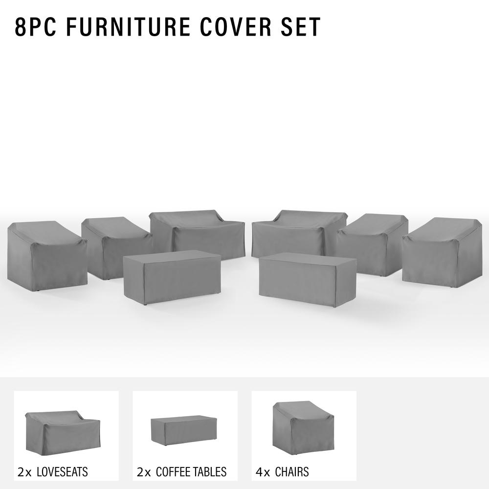 8Pc Outdoor Furniture Cover Set - 4 Chairs, 2 Loveseats, & 2 Coffee Tables. Picture 3