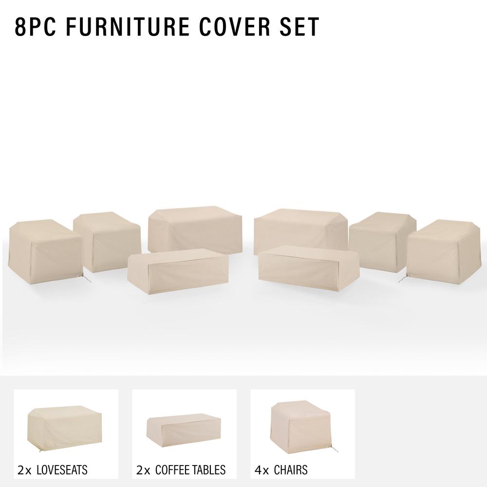 8Pc Outdoor Furniture Cover Set - 4 Chairs, 2 Loveseats, & 2 Coffee Tables. Picture 3