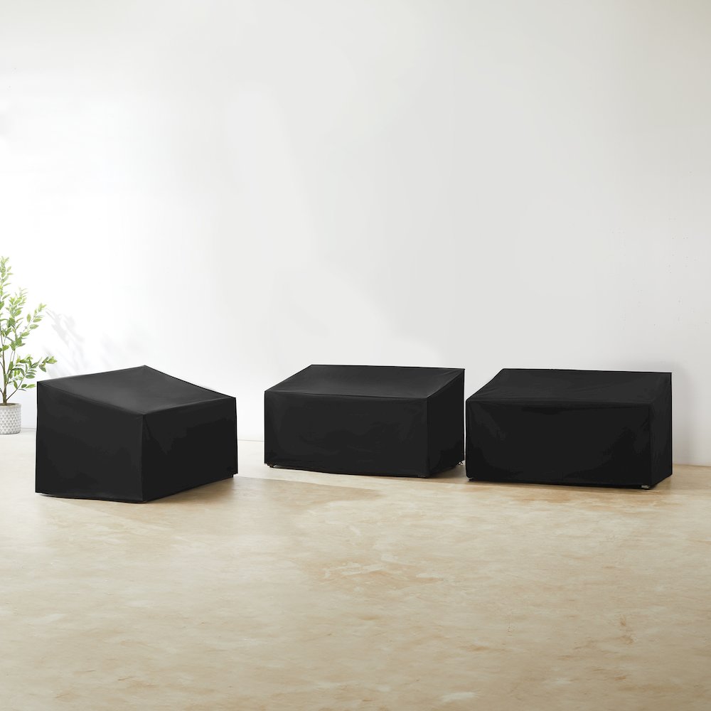 3Pc Outdoor Sectional Furniture Cover Set - 3 Loveseats. Picture 2