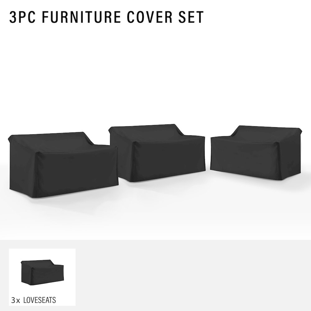 3Pc Outdoor Sectional Furniture Cover Set - 3 Loveseats. Picture 4
