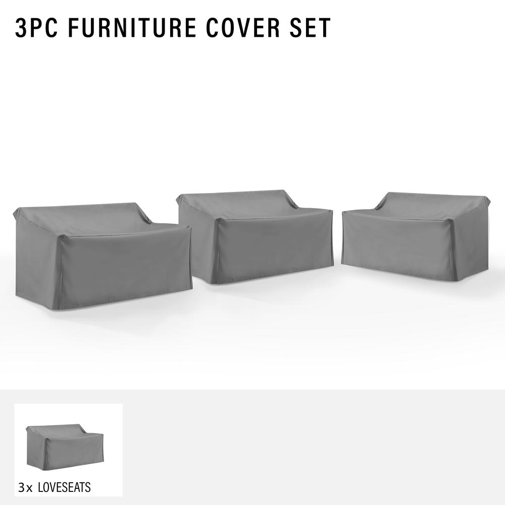 3Pc Outdoor Sectional Furniture Cover Set - 3 Loveseats. Picture 3
