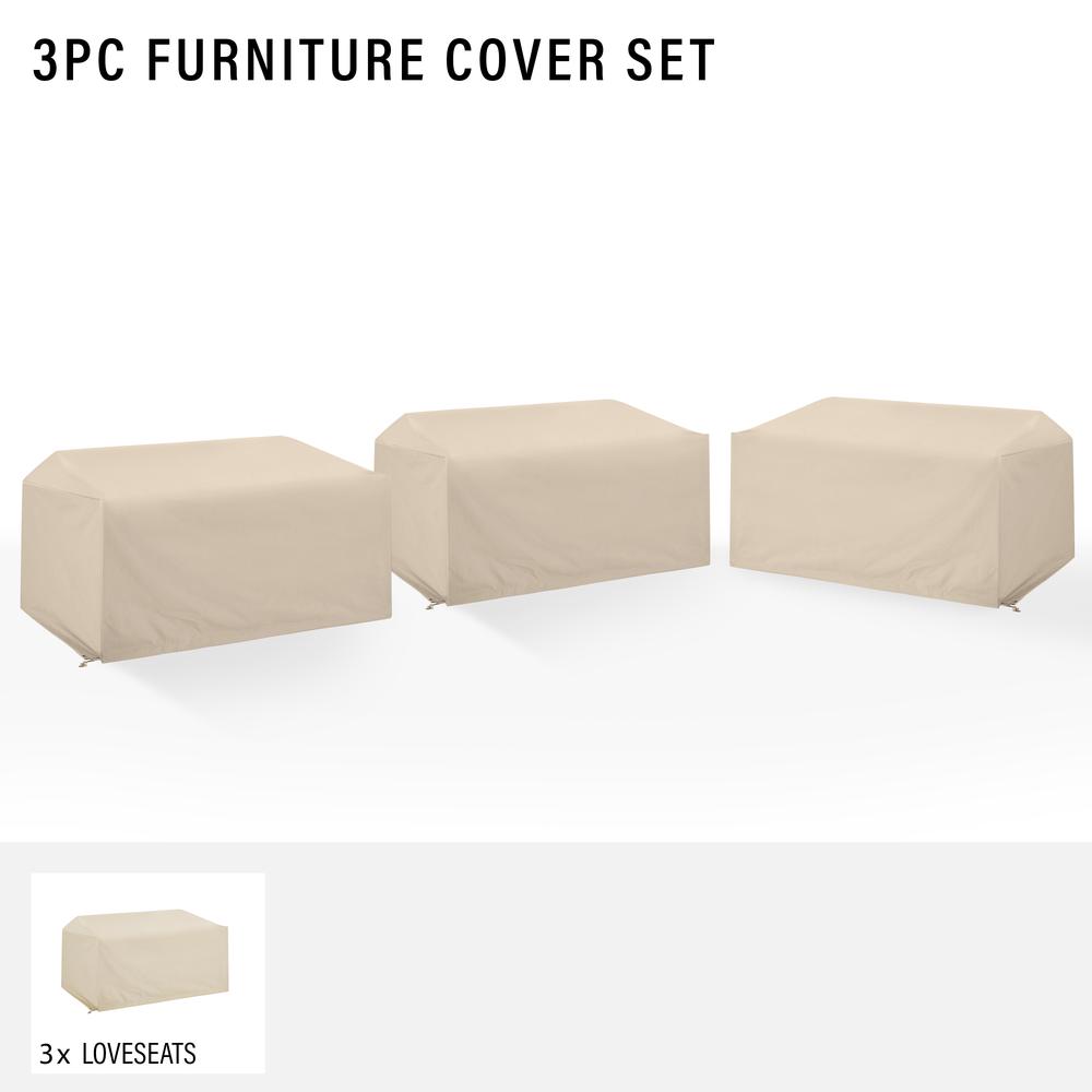 3Pc Outdoor Sectional Furniture Cover Set - 3 Loveseats. Picture 3