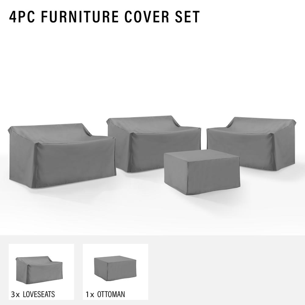 4Pc Outdoor Sectional Furniture Cover Set - 3 Loveseats & 1 Square Table/Ottoman. Picture 3