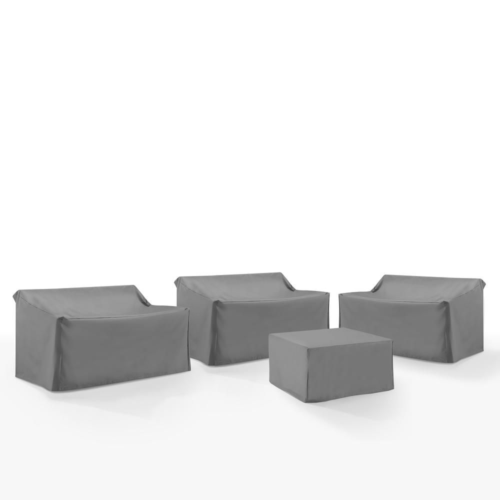 4Pc Outdoor Sectional Furniture Cover Set - 3 Loveseats & 1 Square Table/Ottoman. Picture 1