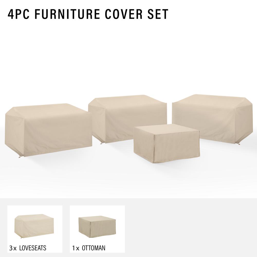 4Pc Outdoor Sectional Furniture Cover Set - 3 Loveseats & 1 Square Table/Ottoman. Picture 3