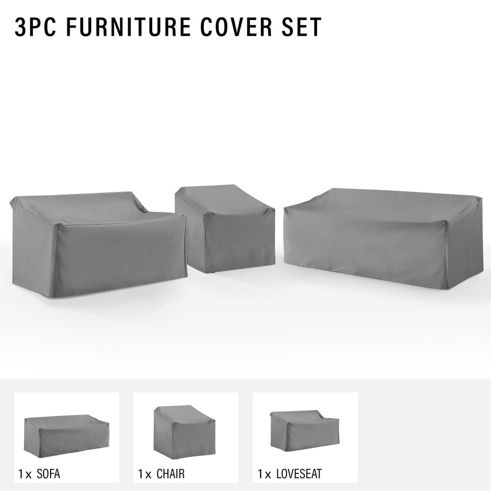 3Pc Outdoor Sectional Furniture Cover Set - Chair, Loveseat, & Sofa. Picture 3