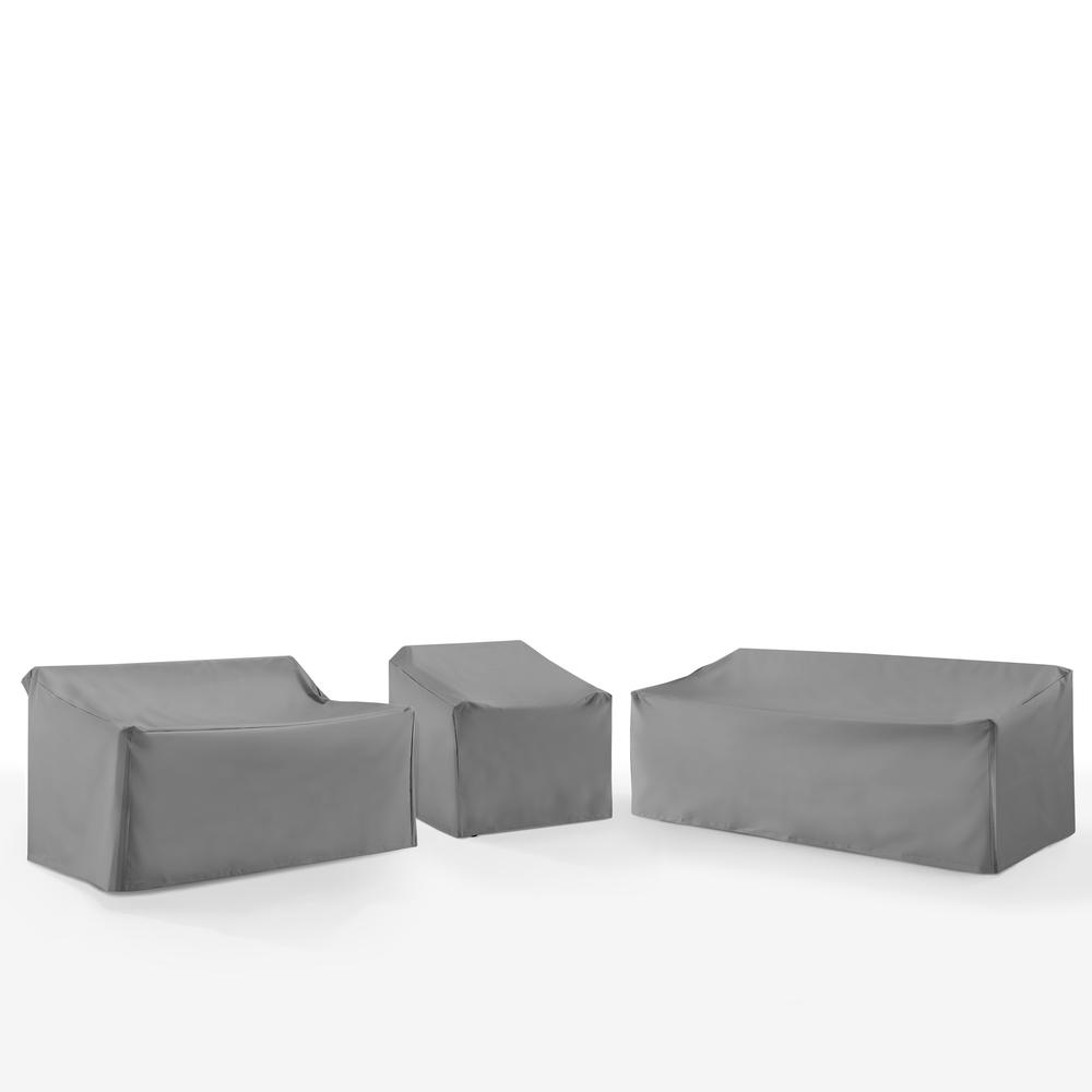 3Pc Outdoor Sectional Furniture Cover Set - Chair, Loveseat, & Sofa. Picture 1
