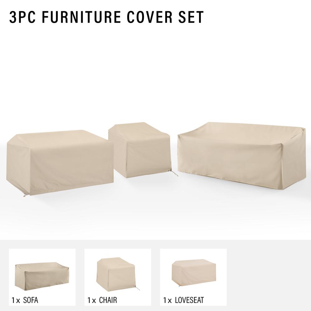 3Pc Outdoor Sectional Furniture Cover Set - Chair, Loveseat, & Sofa. Picture 3