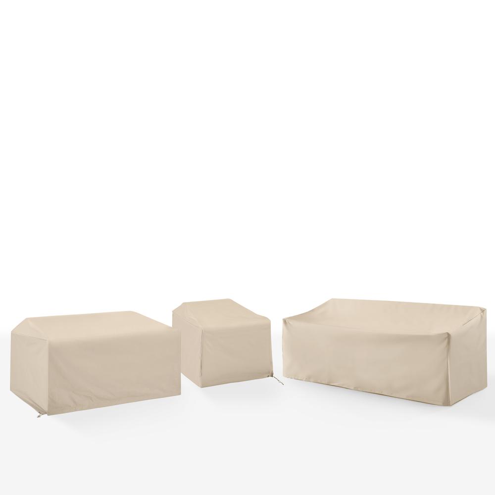 3Pc Outdoor Sectional Furniture Cover Set - Chair, Loveseat, & Sofa. Picture 1