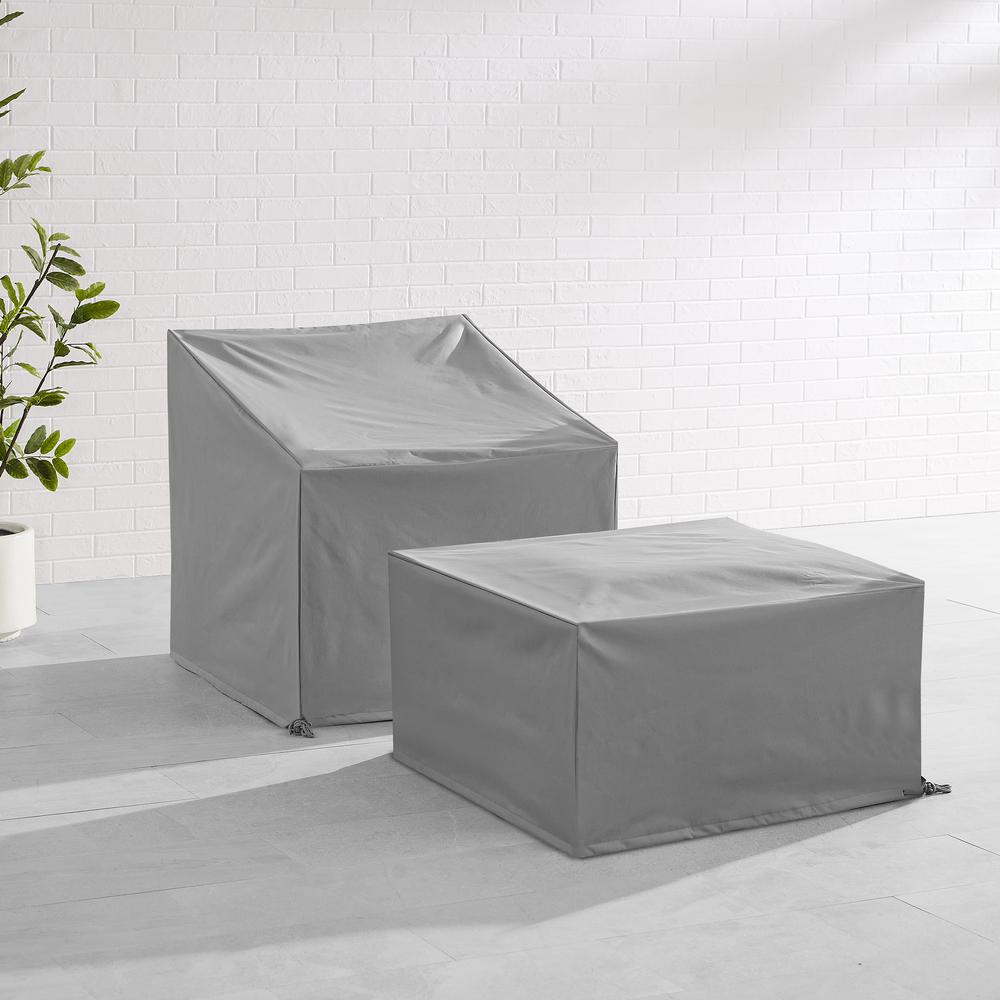 2Pc Outdoor Furniture Cover Set - Chair & Square Table/Ottoman. Picture 10