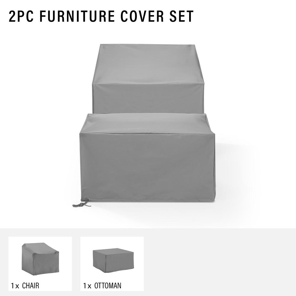 2Pc Outdoor Furniture Cover Set - Chair & Square Table/Ottoman. Picture 2