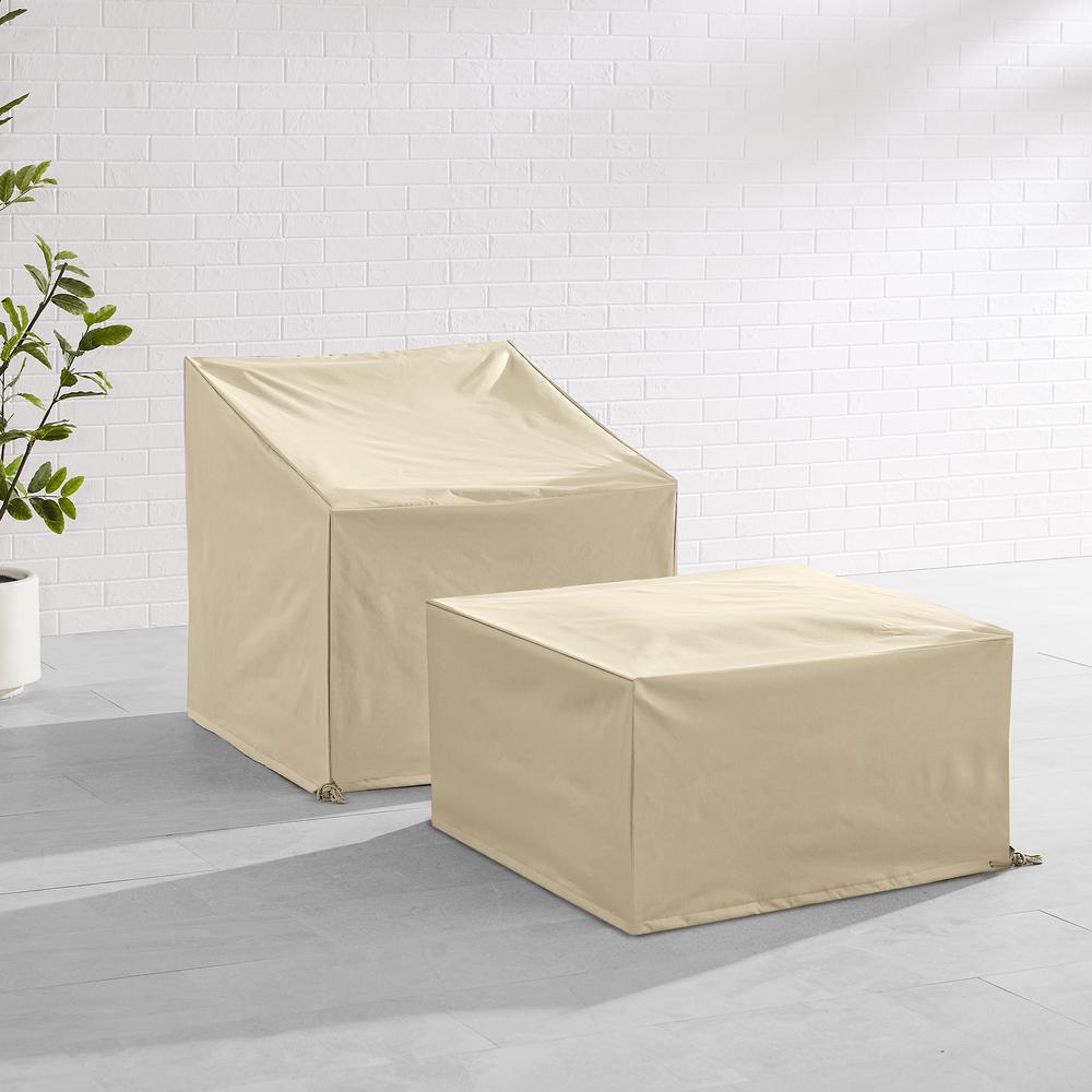 2Pc Outdoor Furniture Cover Set - Chair & Square Table/Ottoman. Picture 10