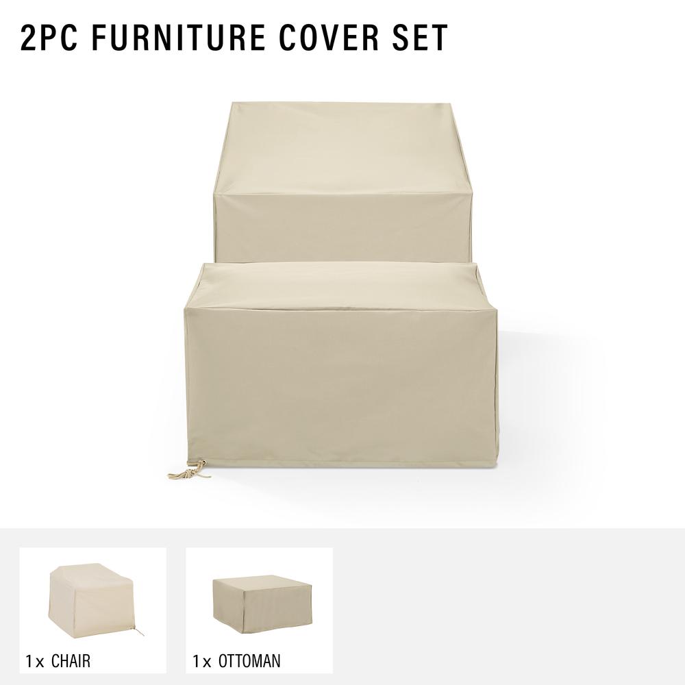 2Pc Outdoor Furniture Cover Set - Chair & Square Table/Ottoman. Picture 3