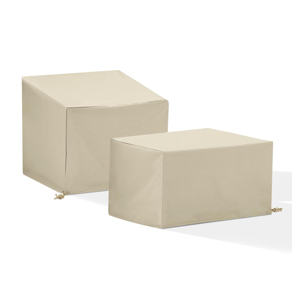 2Pc Outdoor Furniture Cover Set - Chair & Square Table/Ottoman. Picture 1