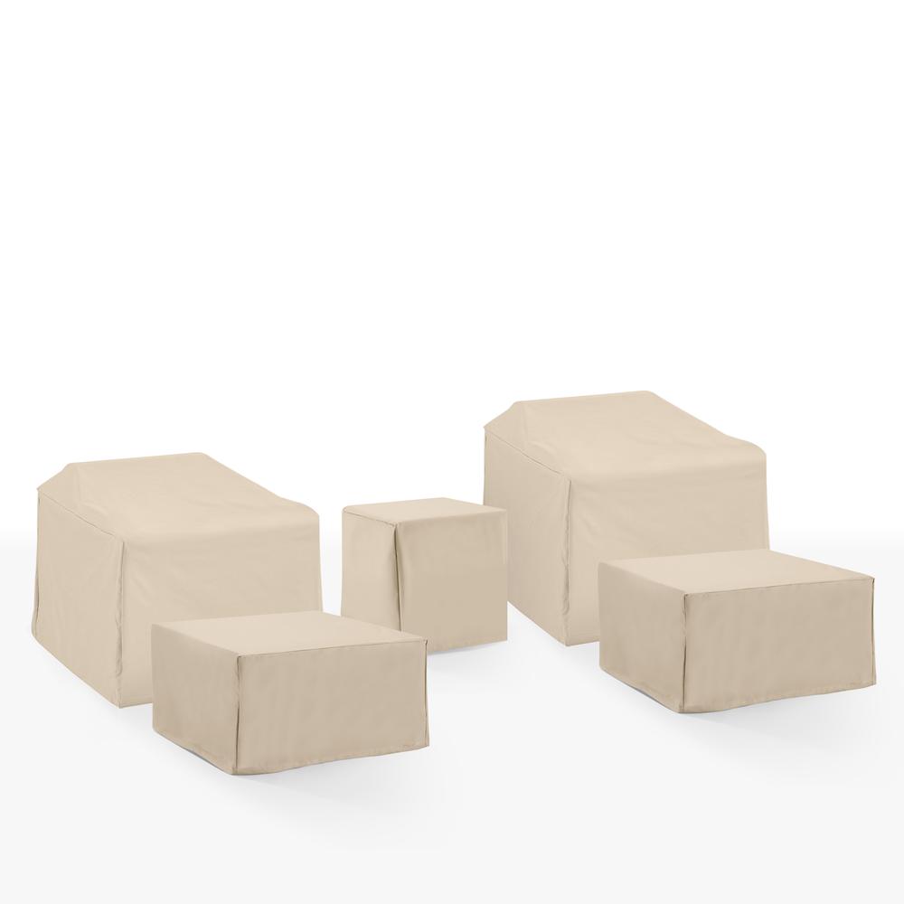 5Pc Outdoor Furniture Cover Set, 2 Chair, 2 Square Table/Ottoman, & 1 Side Table. Picture 1