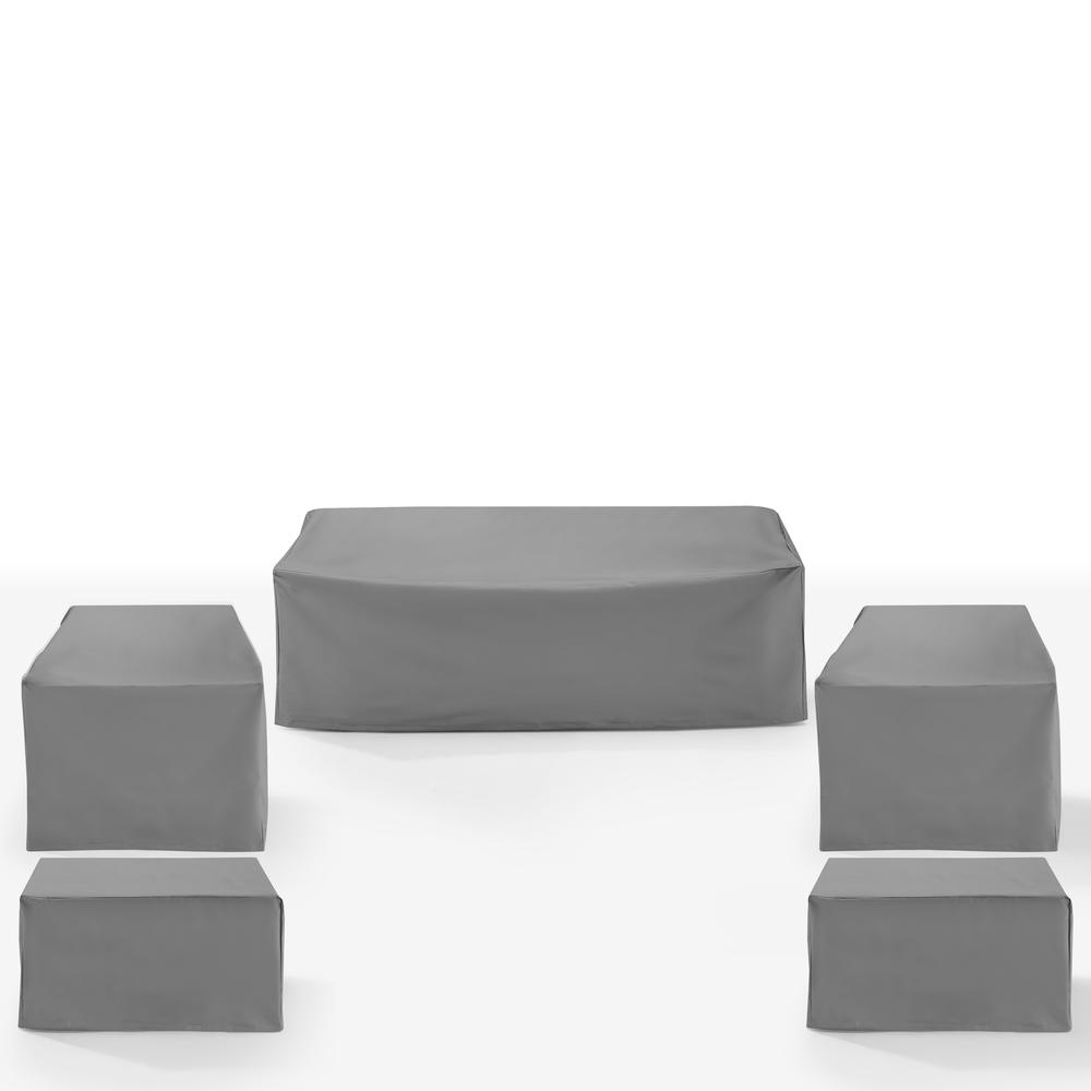 5Pc Outdoor Furniture Cover Set - 2 Chair, 2 Square Table/Ottoman, & 1 Sofa. Picture 2
