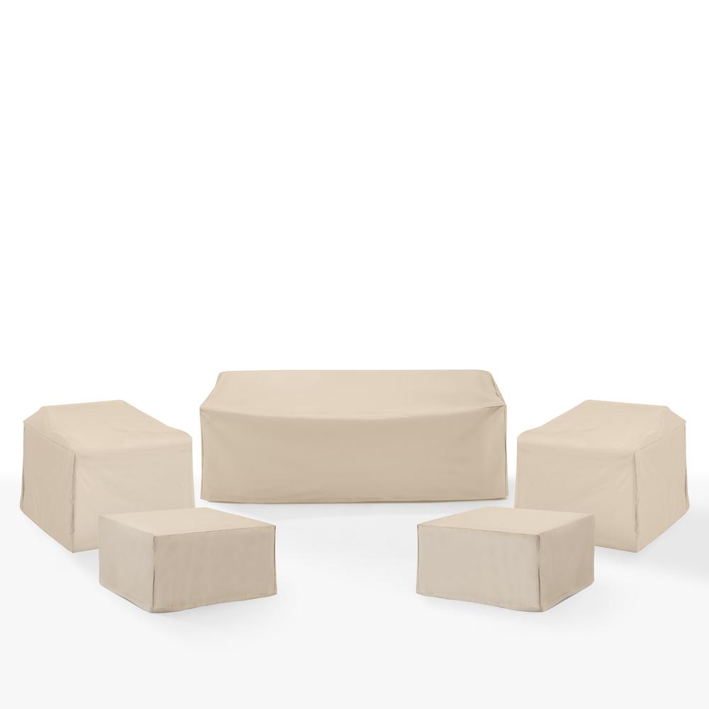 5Pc Outdoor Furniture Cover Set - 2 Chair, 2 Square Table/Ottoman, & 1 Sofa. Picture 1