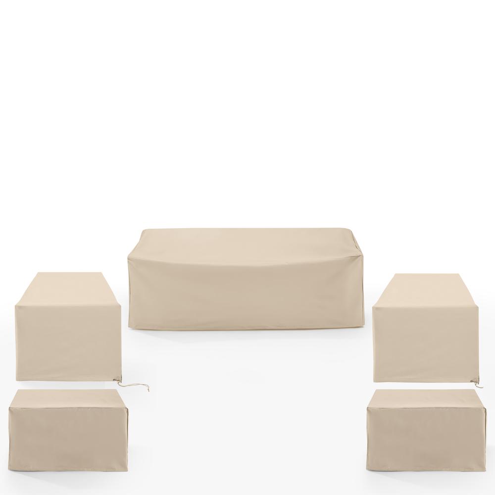 5Pc Outdoor Furniture Cover Set - 2 Chair, 2 Square Table/Ottoman, & 1 Sofa. Picture 2