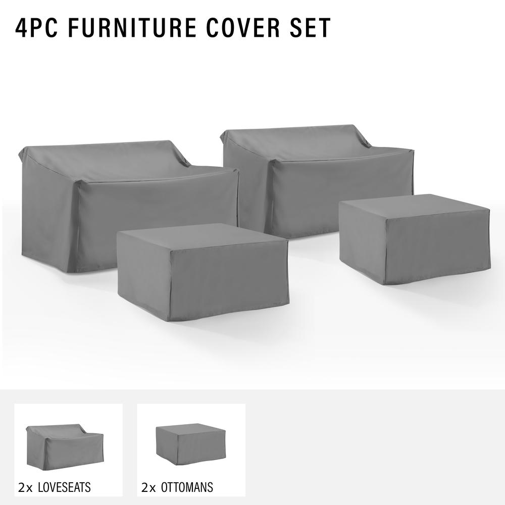 4Pc Outdoor Sectional Furniture Cover Set - 2 Loveseat & 2 Square Table/Ottoman. Picture 3