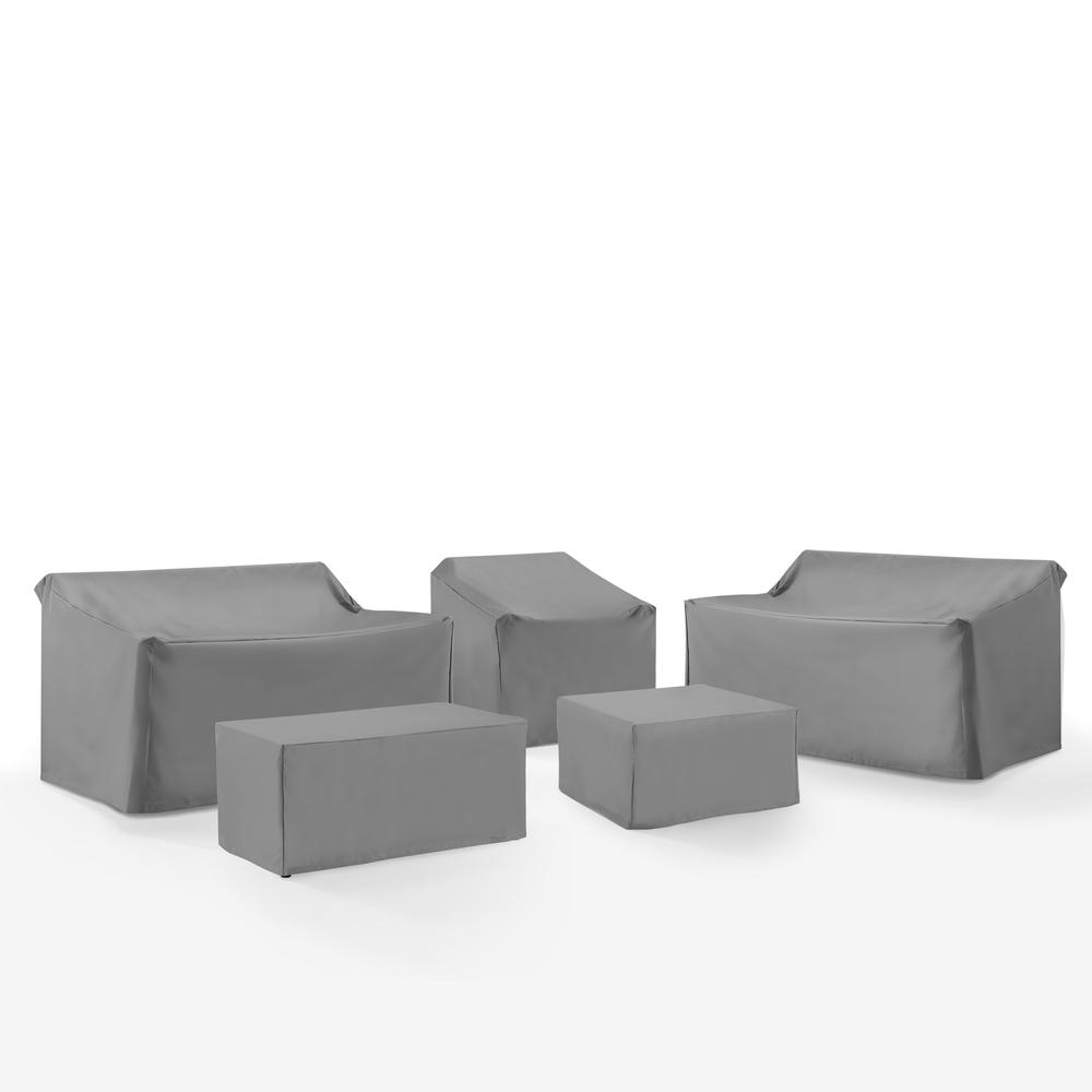 5Pc Outdoor Furniture Cover Set, 2 Loveseat, 1 Chair, 1 Coffee Table, 1 Table. Picture 1