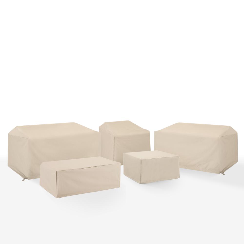 5Pc Outdoor Furniture Cover Set, 2 Loveseat, 1 Chair, 1 Coffee Table, 1 Table. Picture 1