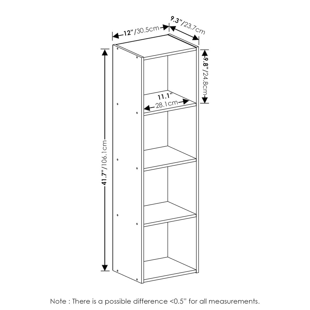 Furinno Pasir 4-Tier Open Shelf Bookcase, Light Blue/White. Picture 6