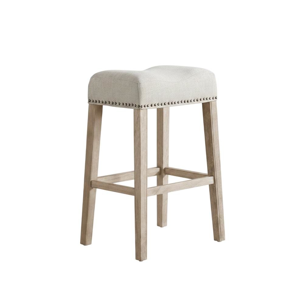 Upholstered Backless Saddle Seat Bar Stools, Tan, Set of 2, 29" Height. Picture 3
