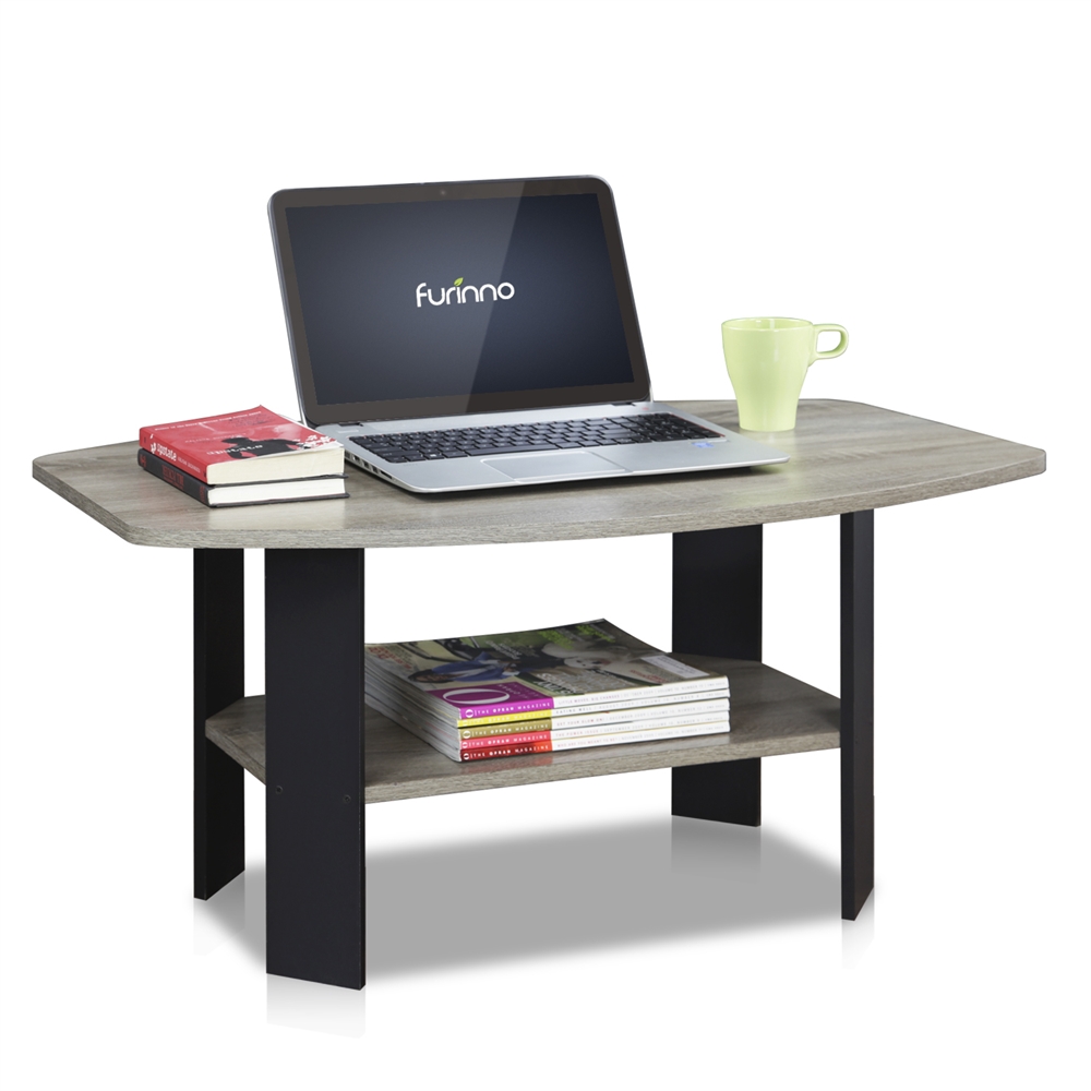 Simple Design Coffee Table, Oak Grey/Black. Picture 3