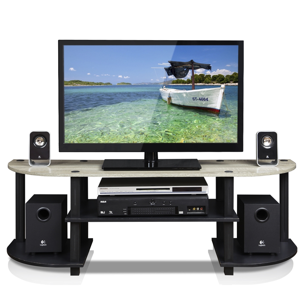 Turn-S-Tube Wide TV Entertainment Center, Oak Grey/Black. Picture 2