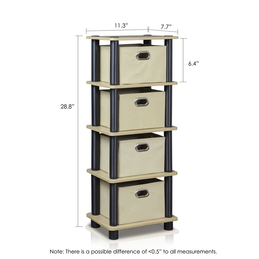 Furinno Turn-N-Tube 4-Bins System Rack, Oak. Picture 2