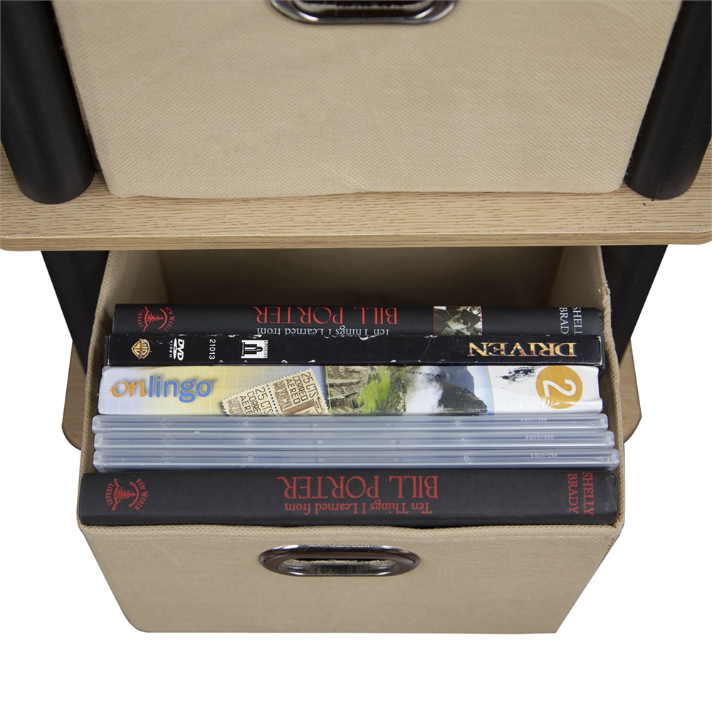 Furinno Turn-N-Tube 4-Bins System Rack, Oak. Picture 5