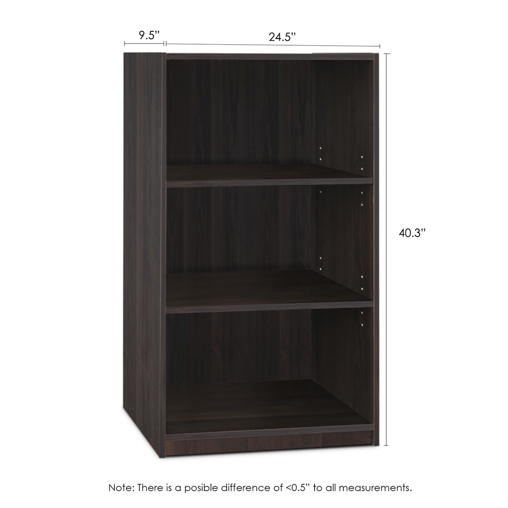 JAYA Simple Home 3-Shelf Bookcase, CC Espresso. Picture 2