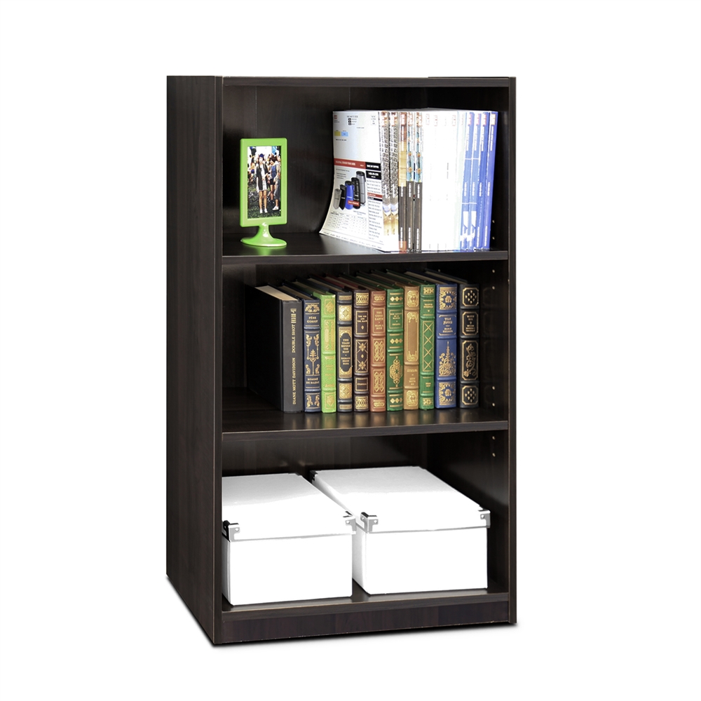JAYA Simple Home 3-Shelf Bookcase, CC Espresso. Picture 3