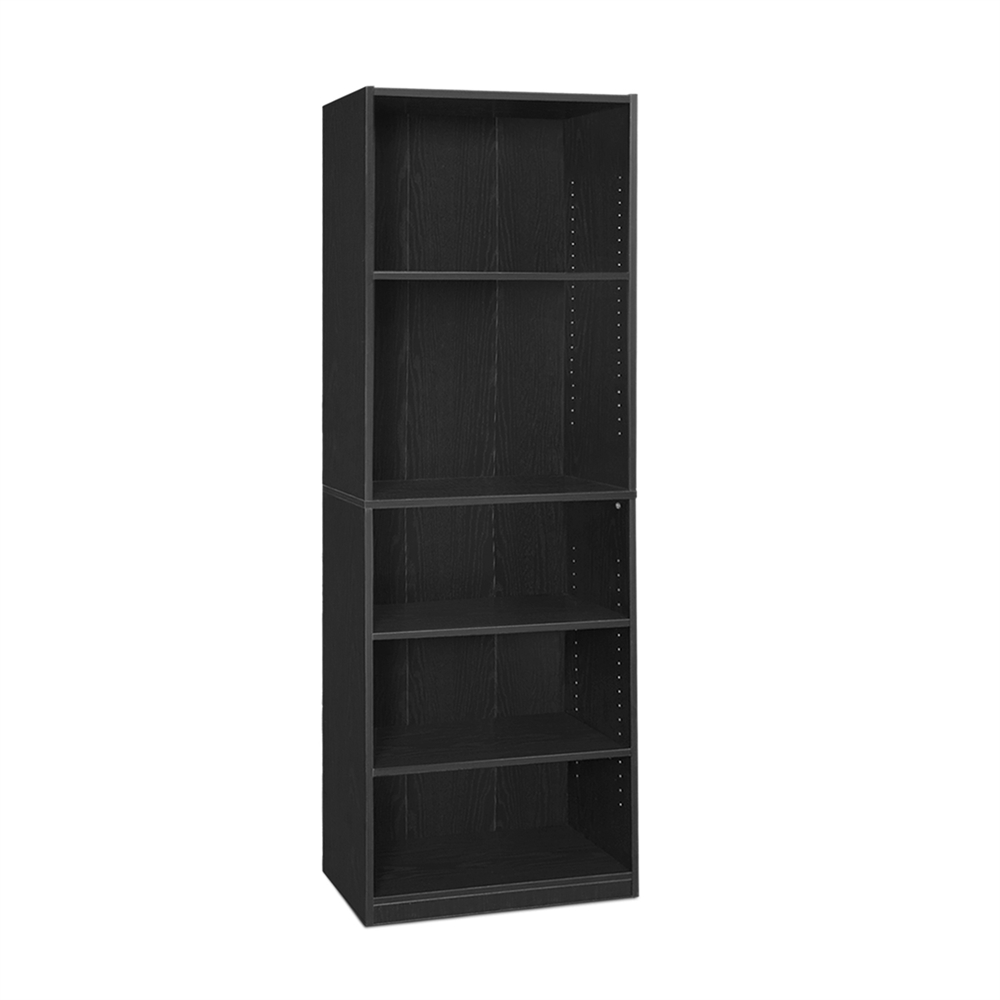 JAYA Simply Home 5-Shelf Bookcase, Black. Picture 1