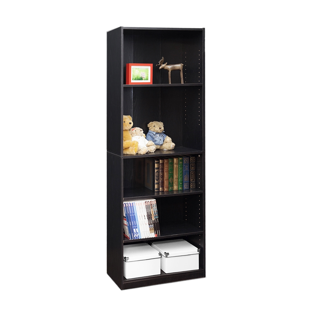 JAYA Simply Home 5-Shelf Bookcase, Black. Picture 3