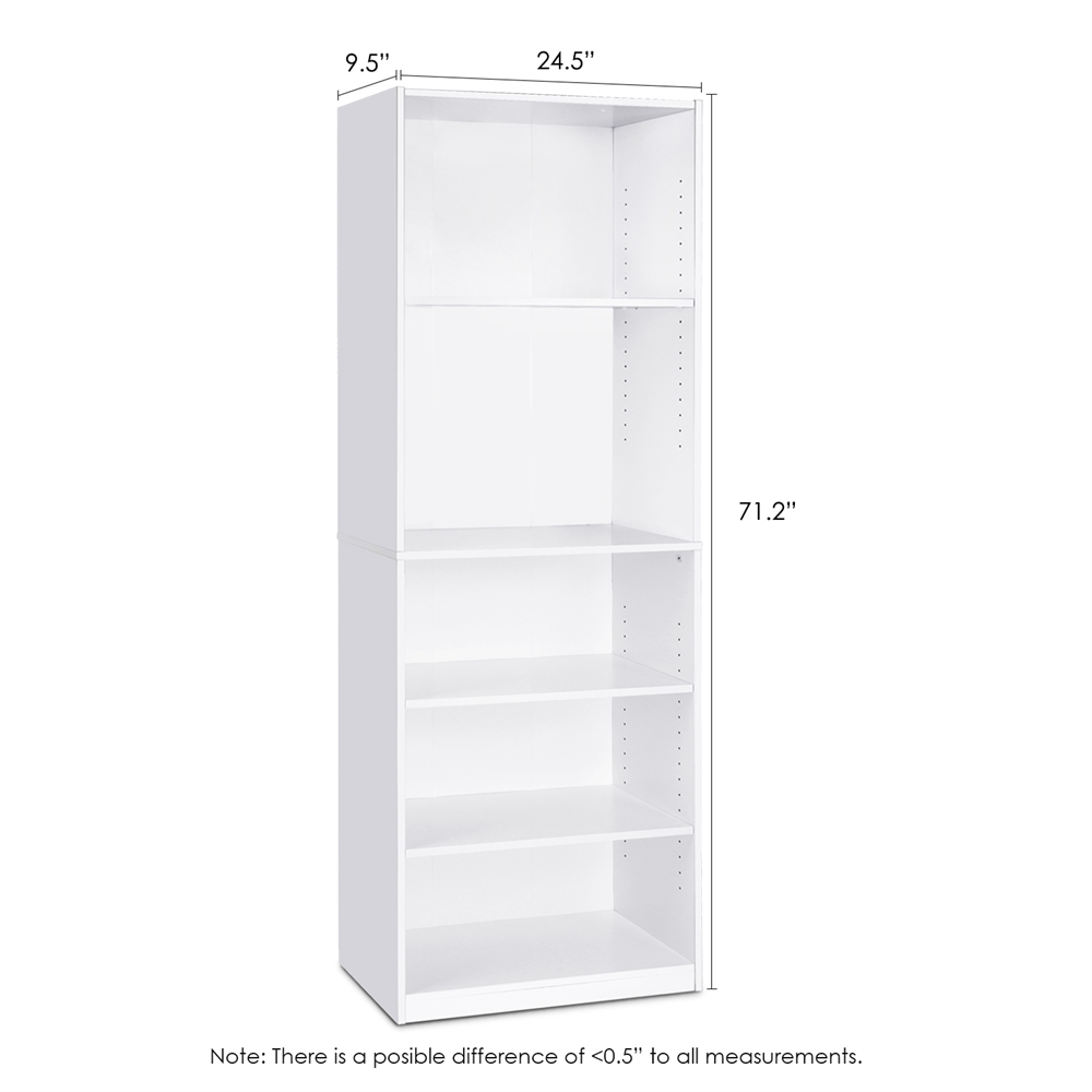 JAYA Simple Home 5-Shelf Bookcase - White. Picture 2