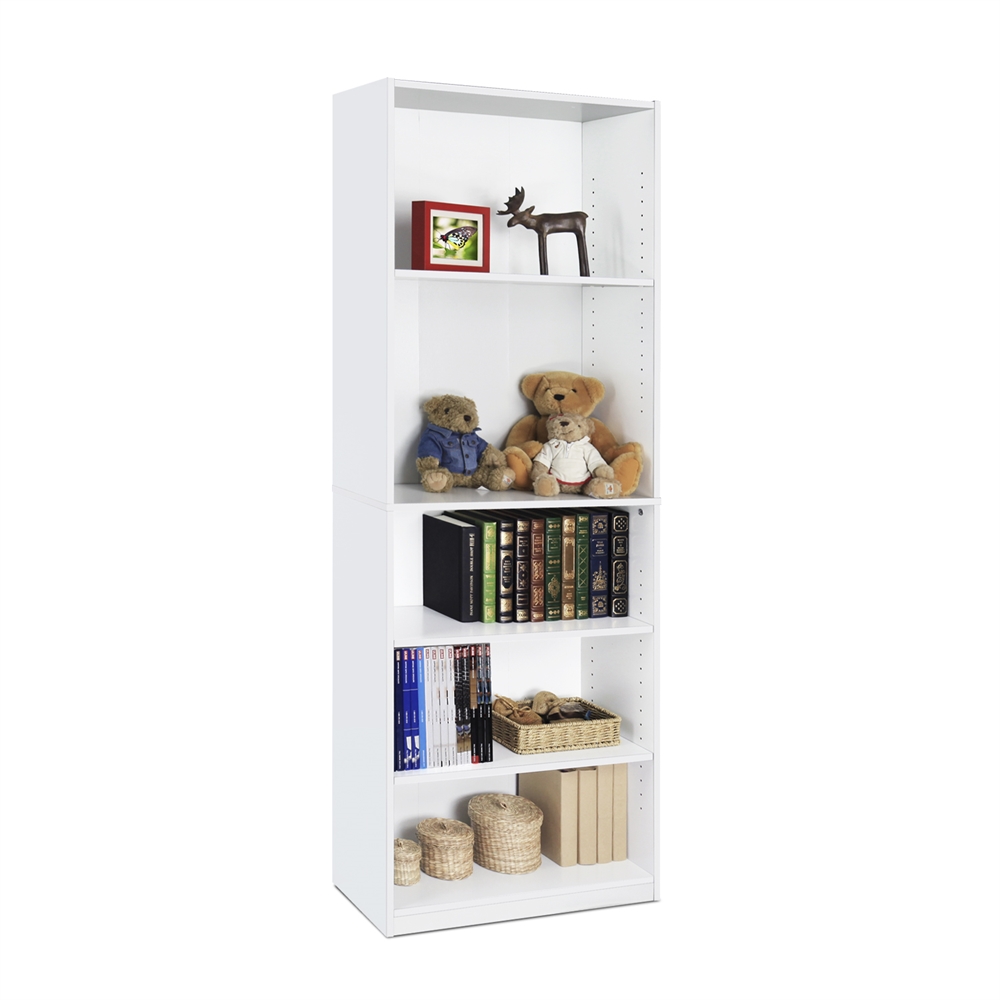 JAYA Simple Home 5-Shelf Bookcase - White. Picture 3