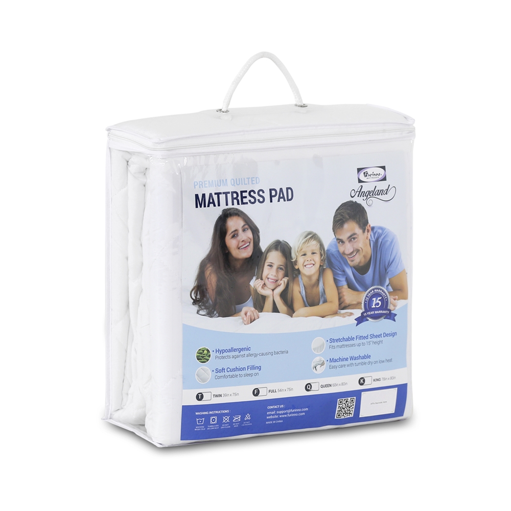 Angeland Quilted Mattress Pad, Twin. Picture 1