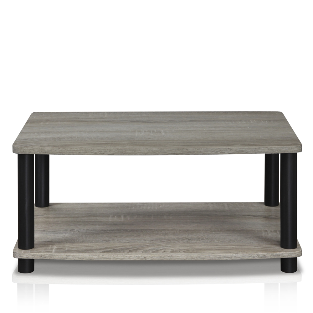 Turn-N-Tube No Tools 2-Tier Elevated TV Stands, Oak Grey/Black. Picture 5