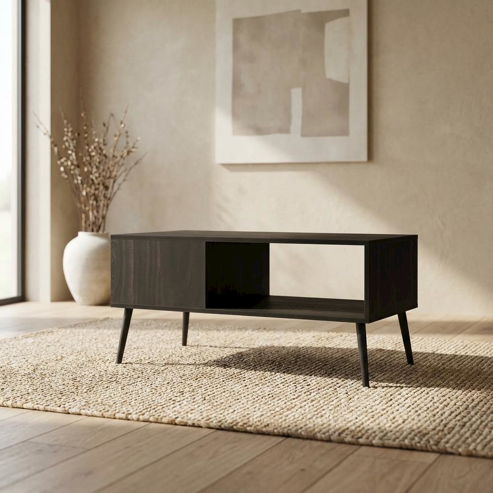 Espresso Mid Century TV Stand for TVs up to 40 inches with Wood Legs. Picture 3