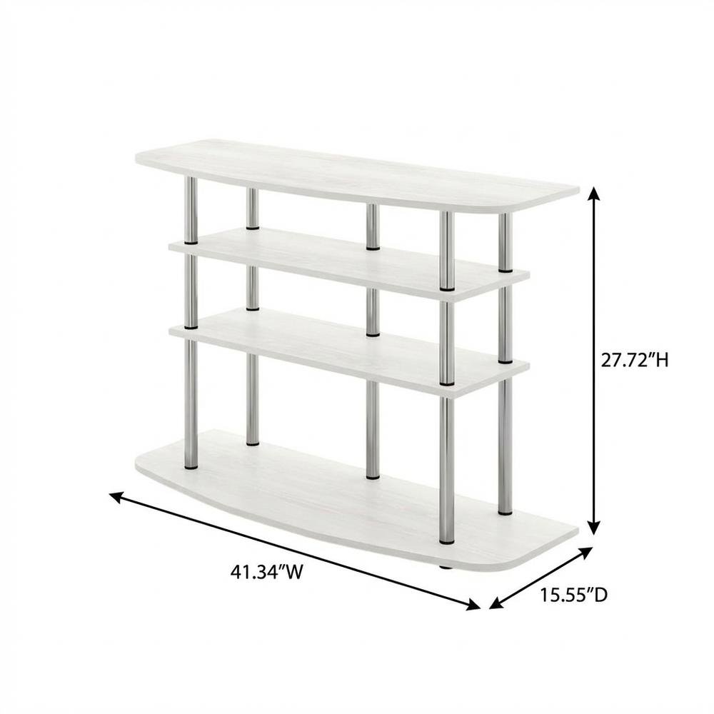 White Oak 4-Tier TV Stand with Wood Store Display for up to 46-inch Screens. Picture 7