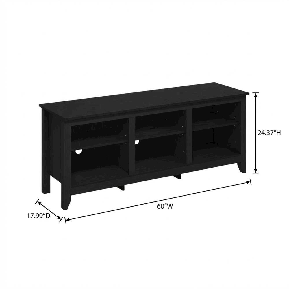 Wood TV Entertainment Center for 65 Inch TV with Américo Finish and Storage. Picture 7