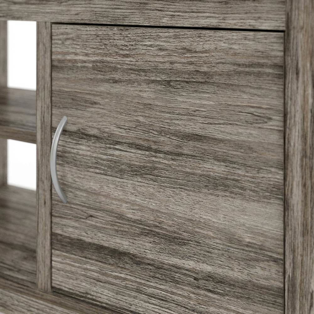 Wooden TV stand with rustic oak finish for up to 65-inch screens, ample storage. Picture 5