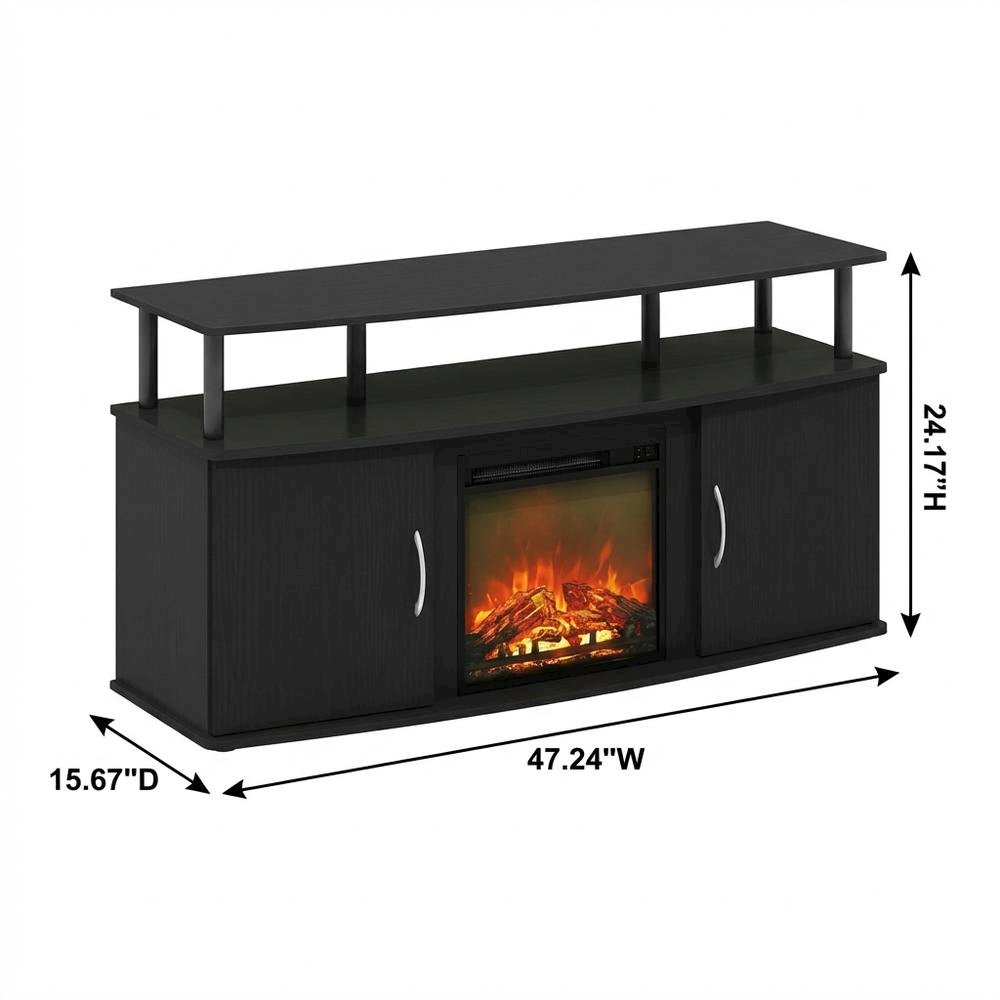 Brown Fireplace Entertainment Center, Doors, Storage Cabinet, 55-Inch TVs. Picture 7