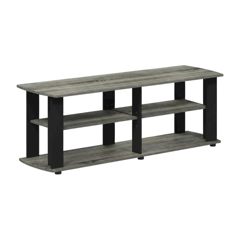 Black and French Oak TV Stand with Composite Wood Construction for Living Room. Picture 1