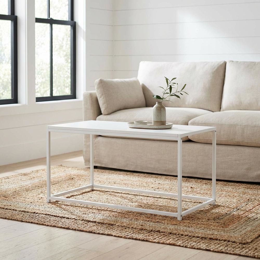 White Coffee Table With Sleek Modern Design For Living Room. Picture 2