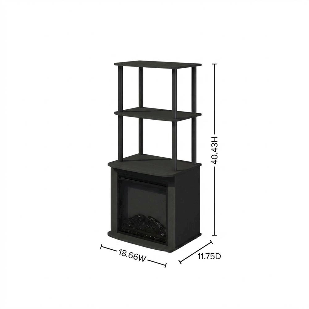 Black, Display Side Table, Open Shelf, Fireplace Ready. Picture 7