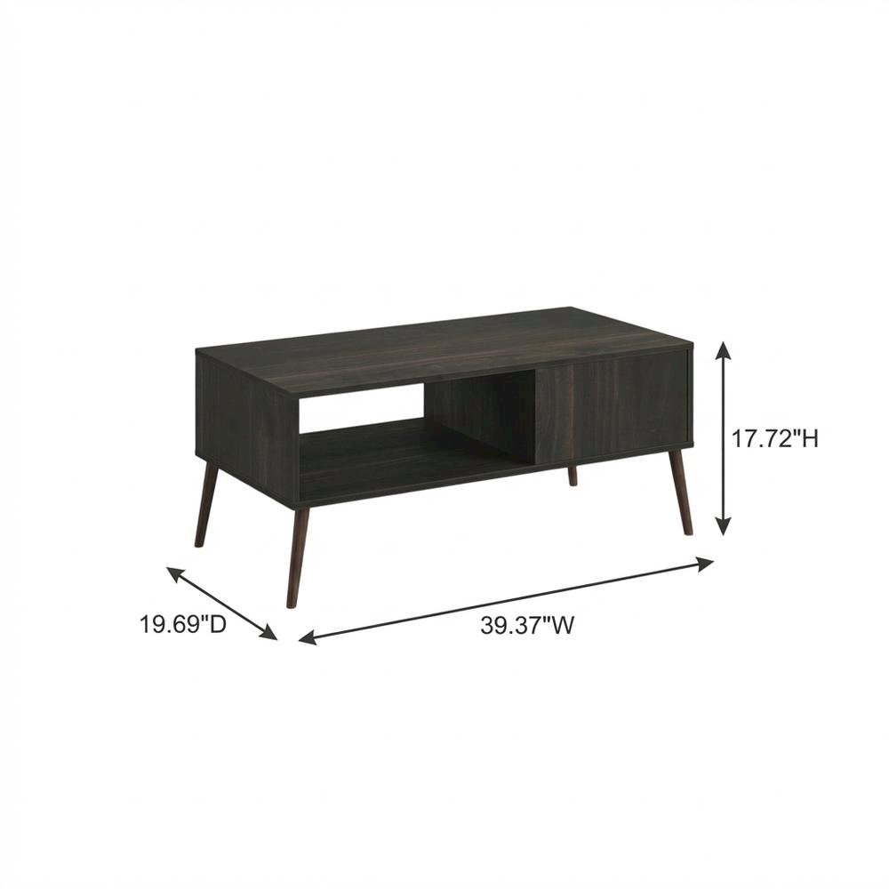 Espresso Mid Century TV Stand for TVs up to 40 inches with Wood Legs. Picture 7