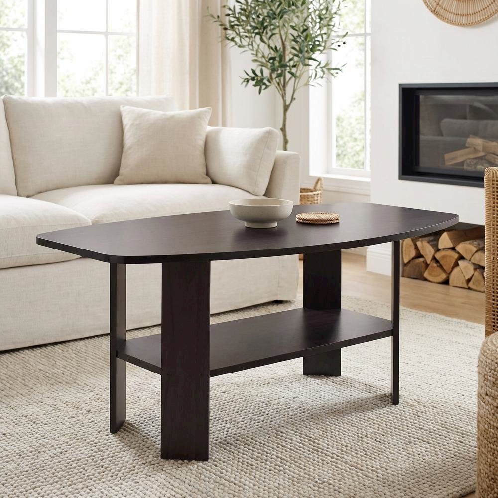 Dark Walnut Coffee Table with Simple Design and Sturdy Construction. Picture 3